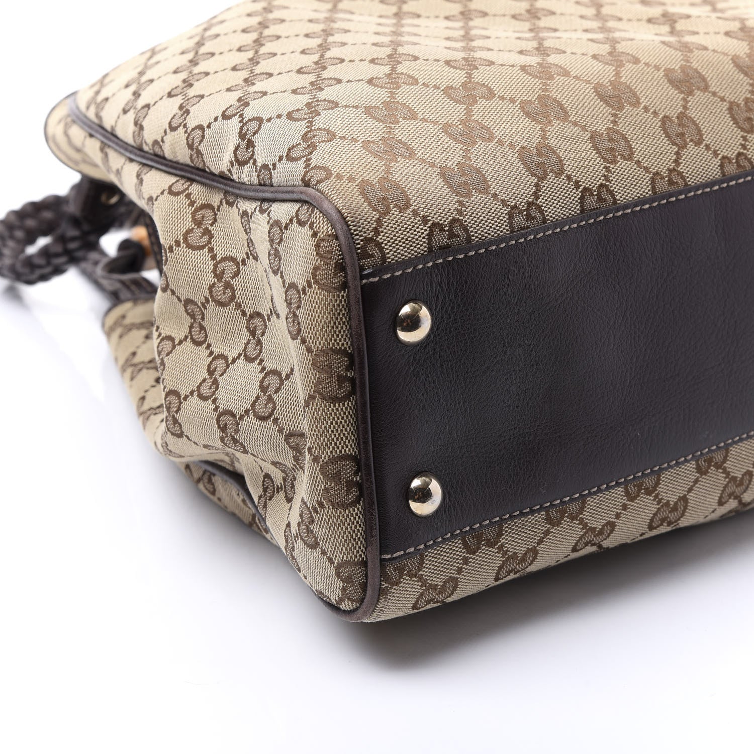 Gucci Monogram Peggy Braided Tote Dark Brown 5 of 9