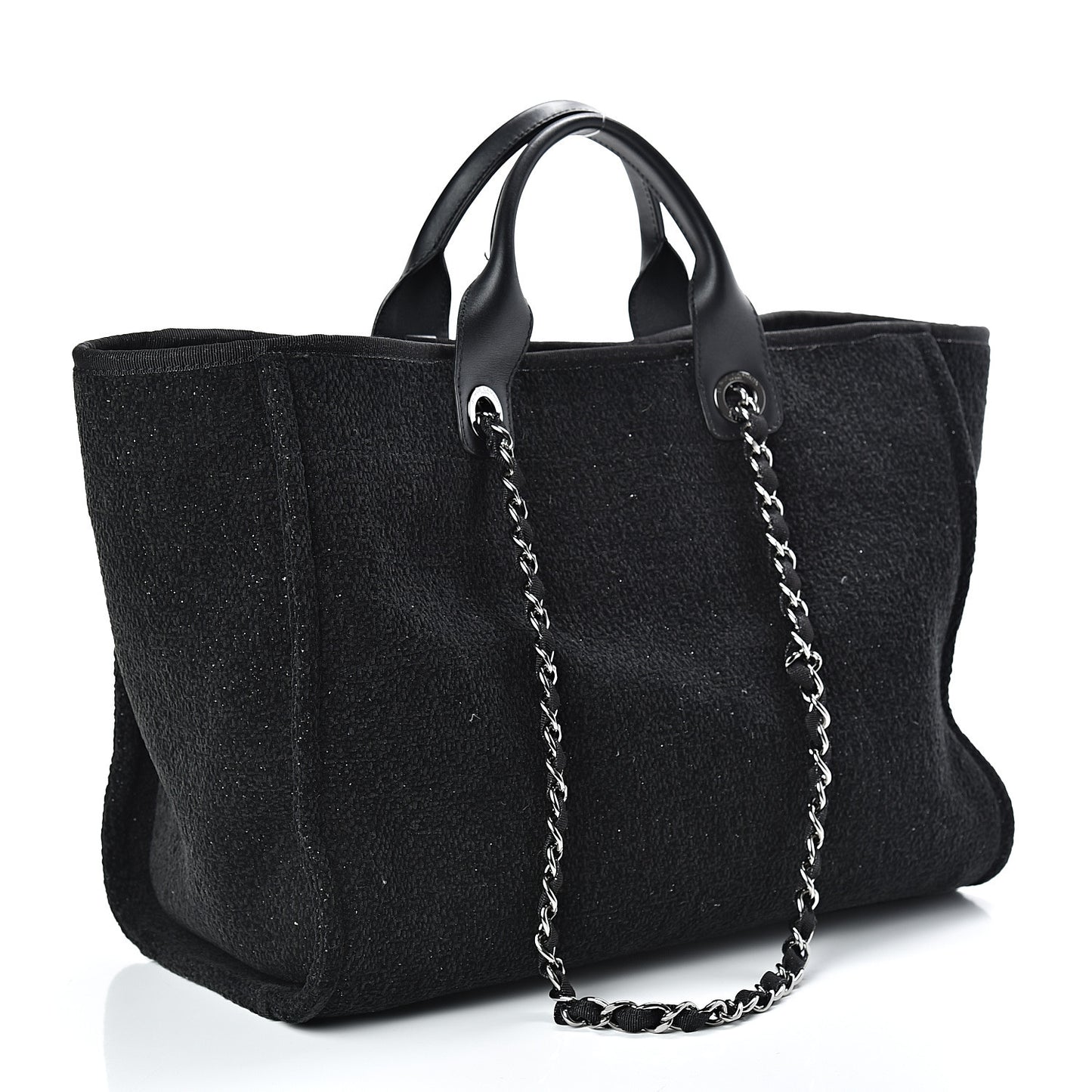 Lurex Boucle Medium Deauville Tote Black