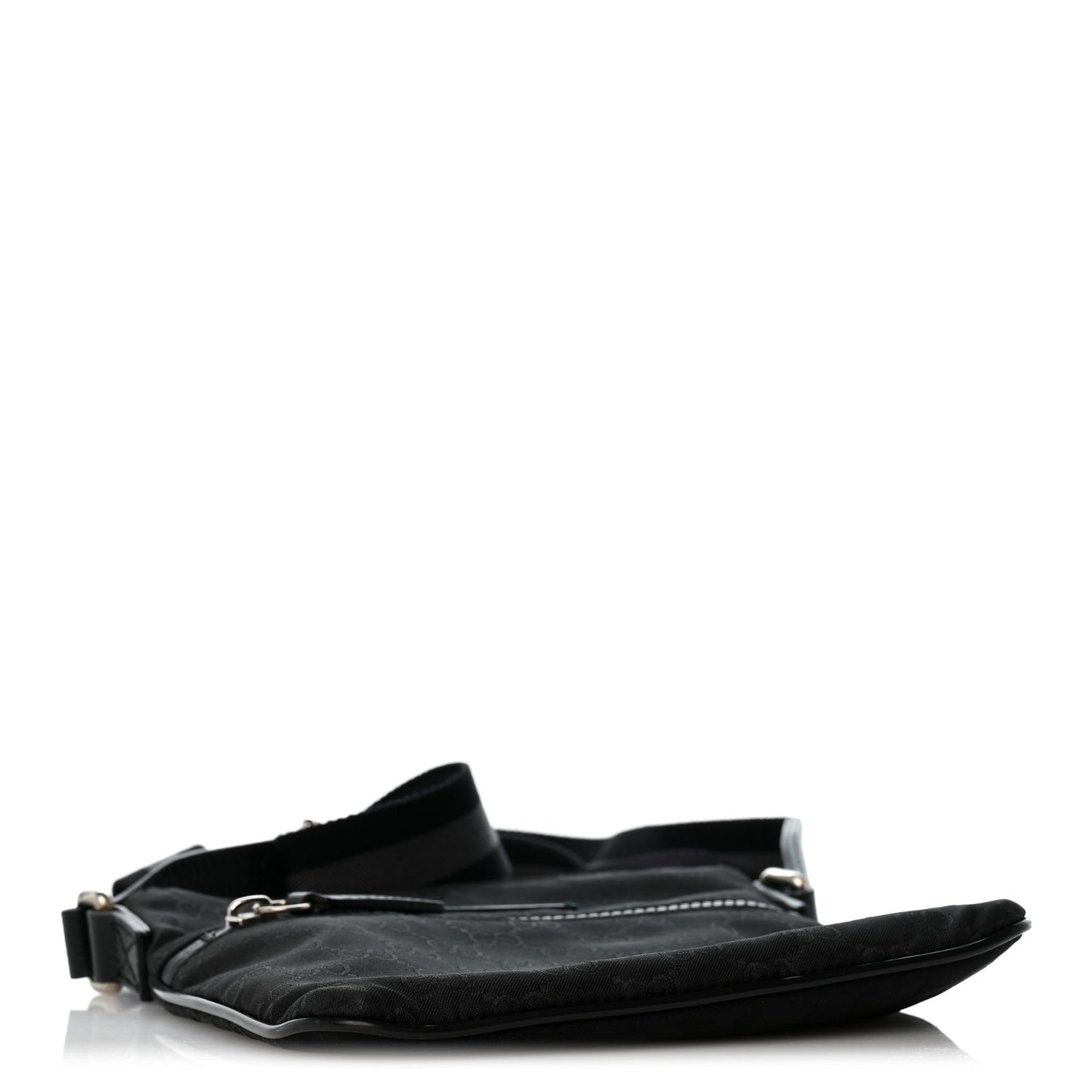 Nylon Monogram Mini Flat Messenger Bag Black