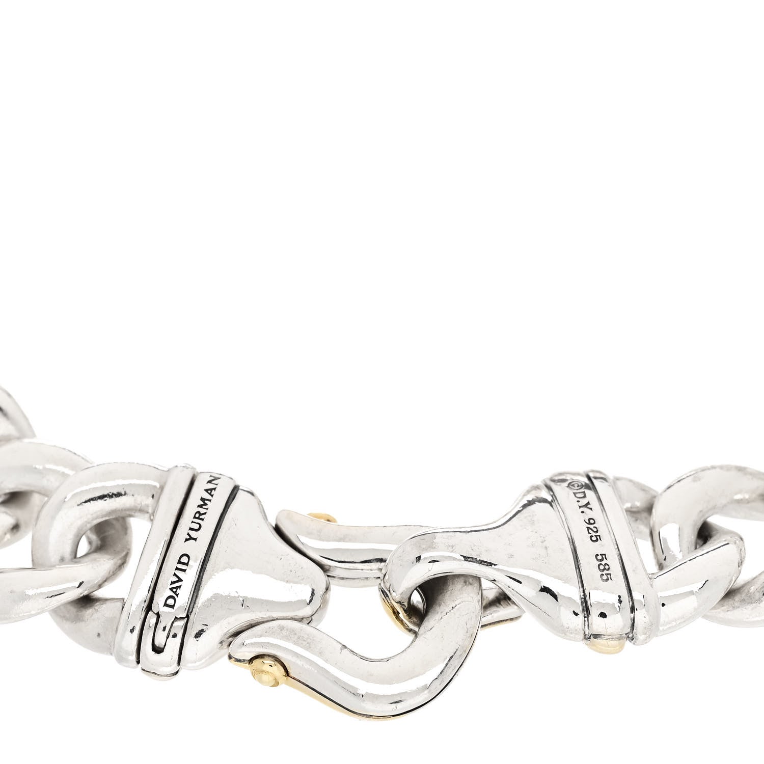 David Yurman Sterling Silver 14K Yellow Gold Curb Link Buckle Bracelet 3 of 4