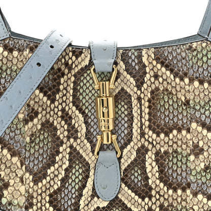Gucci Snakeskin Ostrich Calfskin Small Jackie 1961 Hobo Blue Multicolor 8 of 11