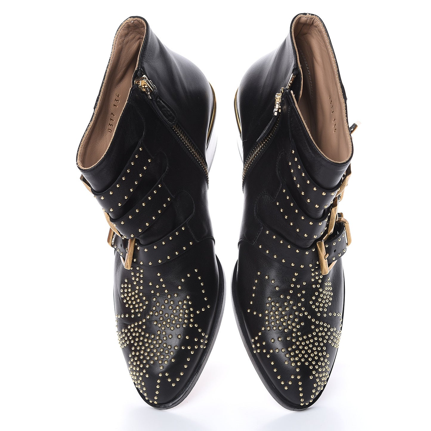 Nappa Sheepskin Studded Susanna Ankle Boots 35 Black Gold