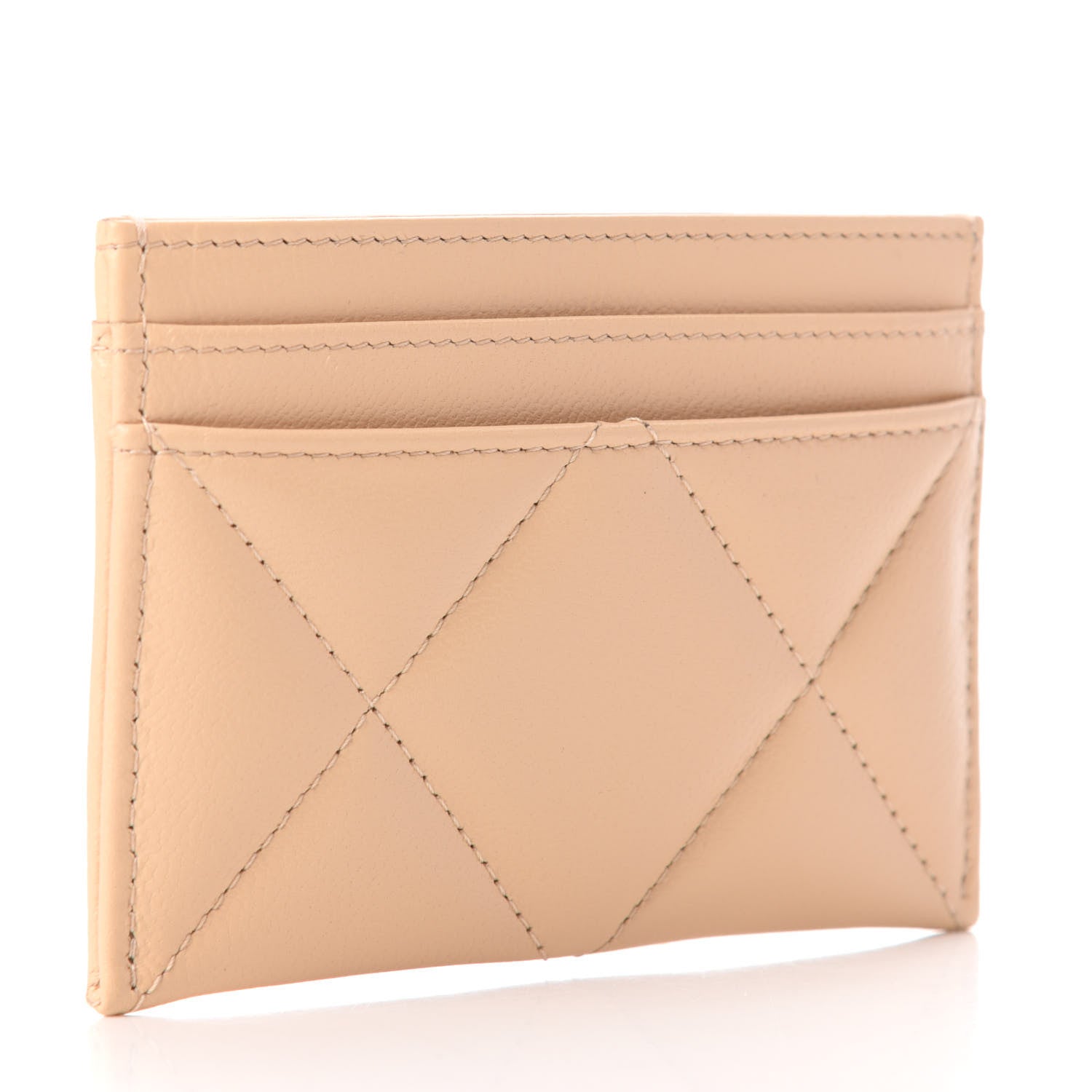 Chanel Shiny Goatskin Quilted 19 Card Holder Beige 3 of 8