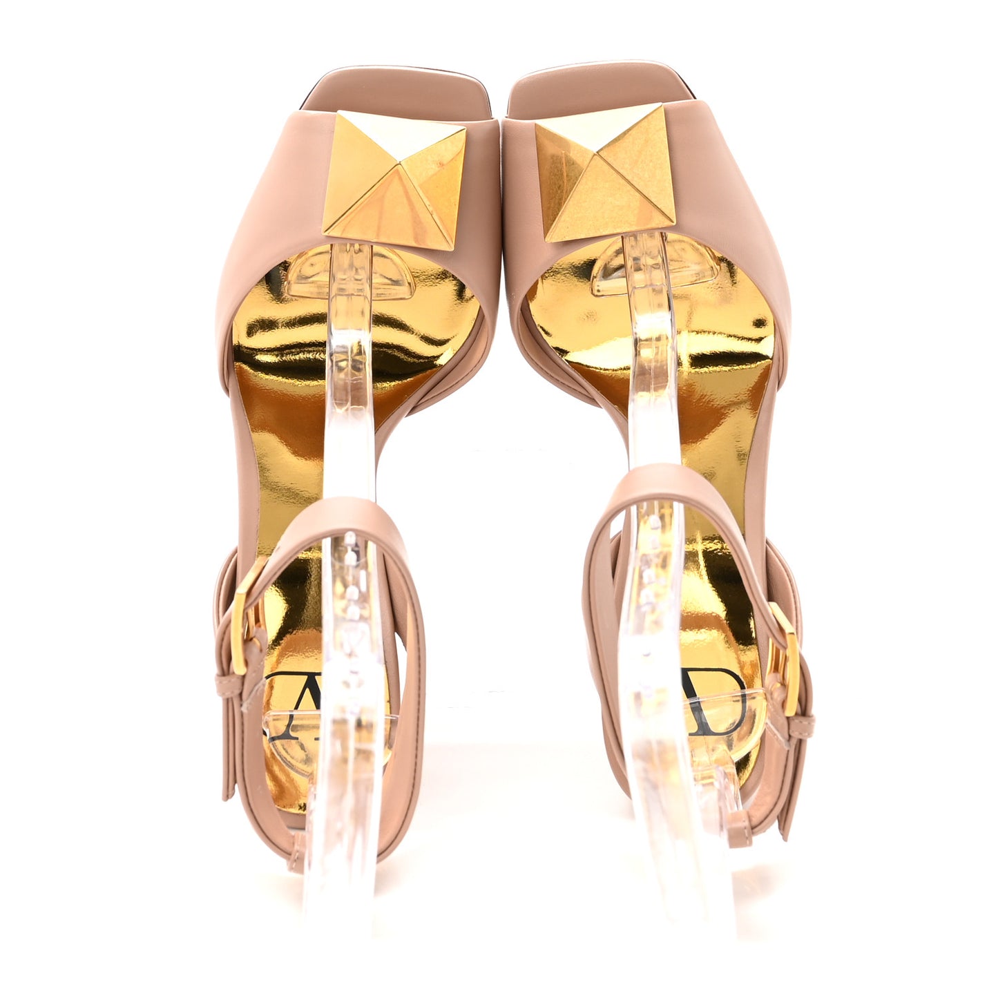 Calfskin One Stud Ankle Strap 90mm Block Heel Pumps 36.5 Rose Cannelle