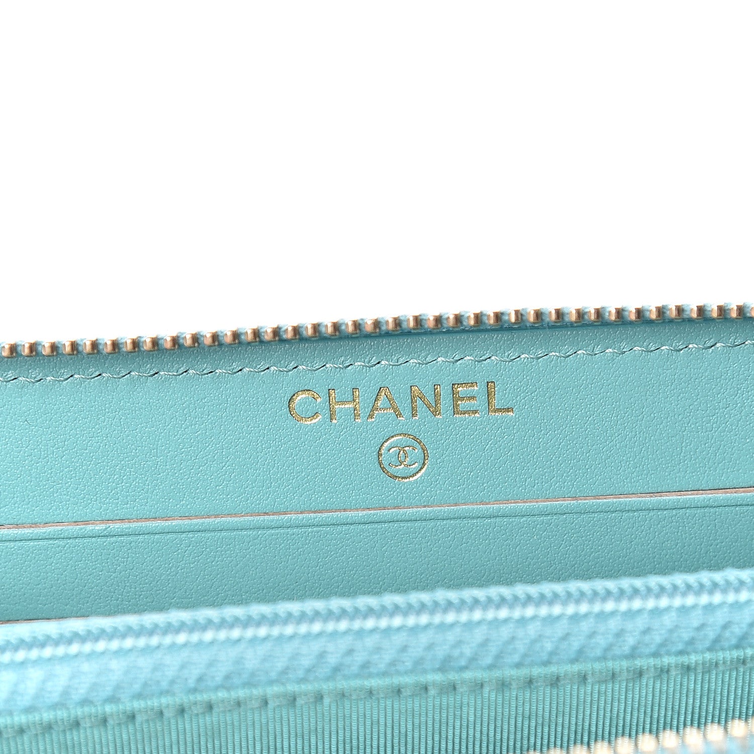 Chanel Caviar Chevron Quilted Small Zip Around Wallet Green 6 of 9