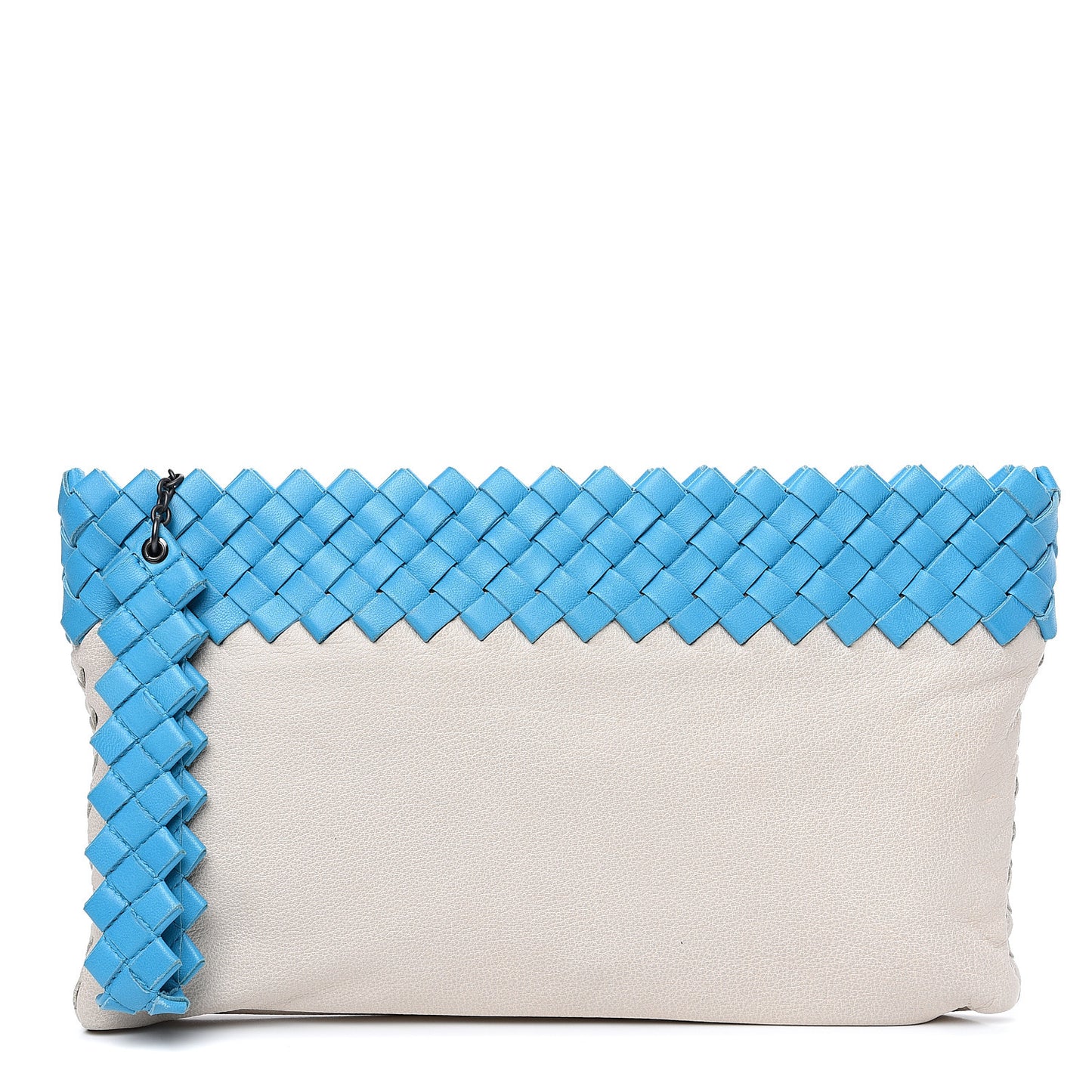 Nappa Calfskin Intrecciato Wristlet Pouch White Sand