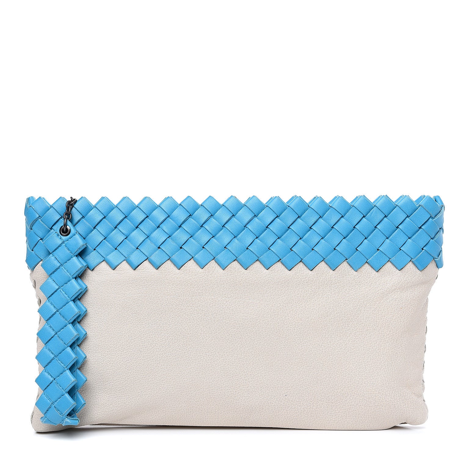 Bottega Veneta Nappa Calfskin Intrecciato Wristlet Pouch White Sand 1 of 8
