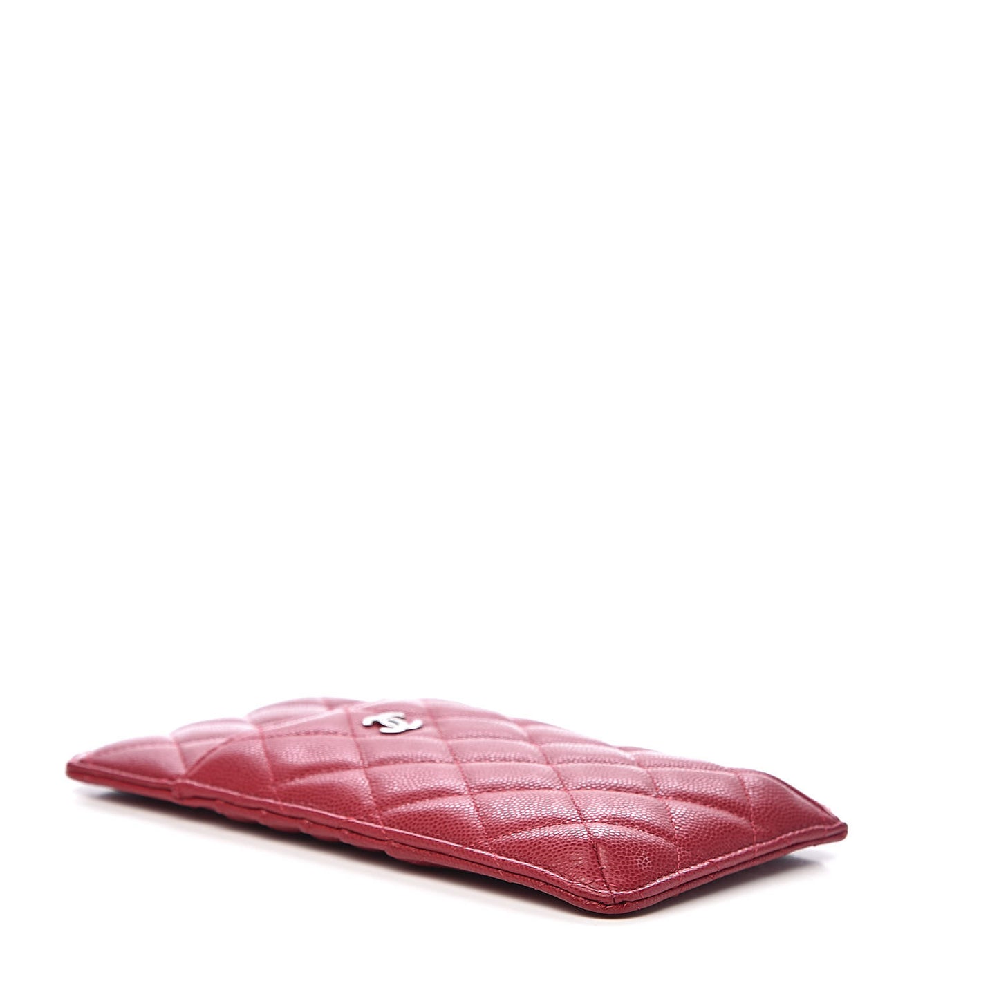 Caviar Quilted Classic Flat Wallet Pouch Red