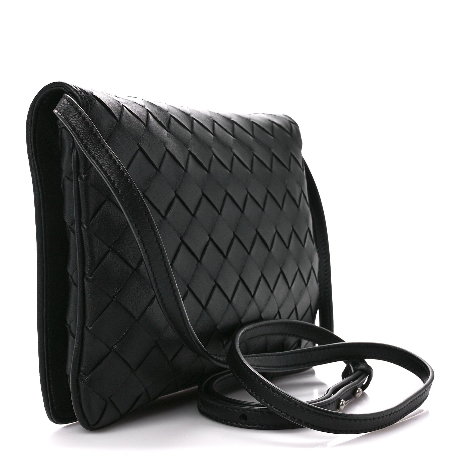 Bottega Veneta Nappa Intrecciato Crossbody Messenger Flap Black 3 of 11
