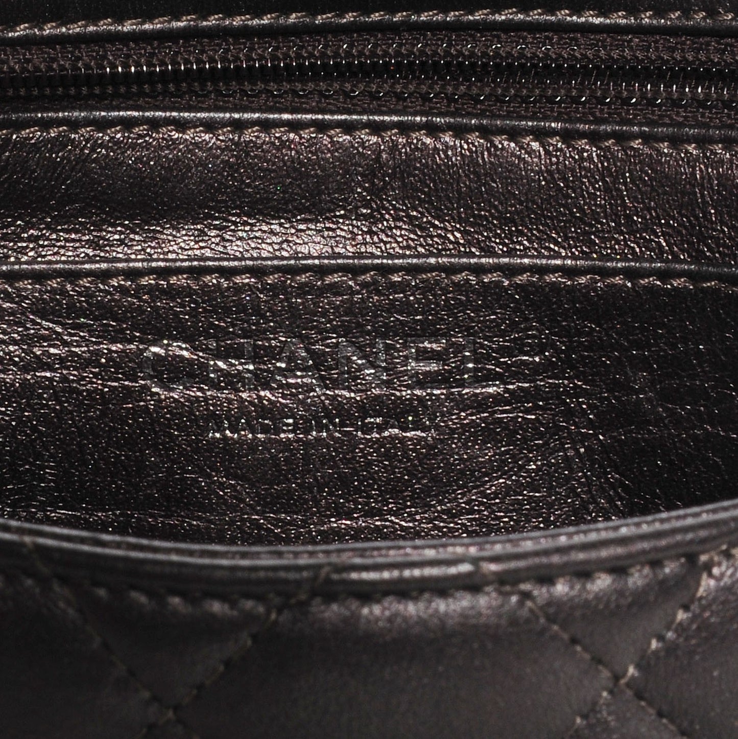 Lambskin Quilted Mini Square Flap Metallic Dark Grey