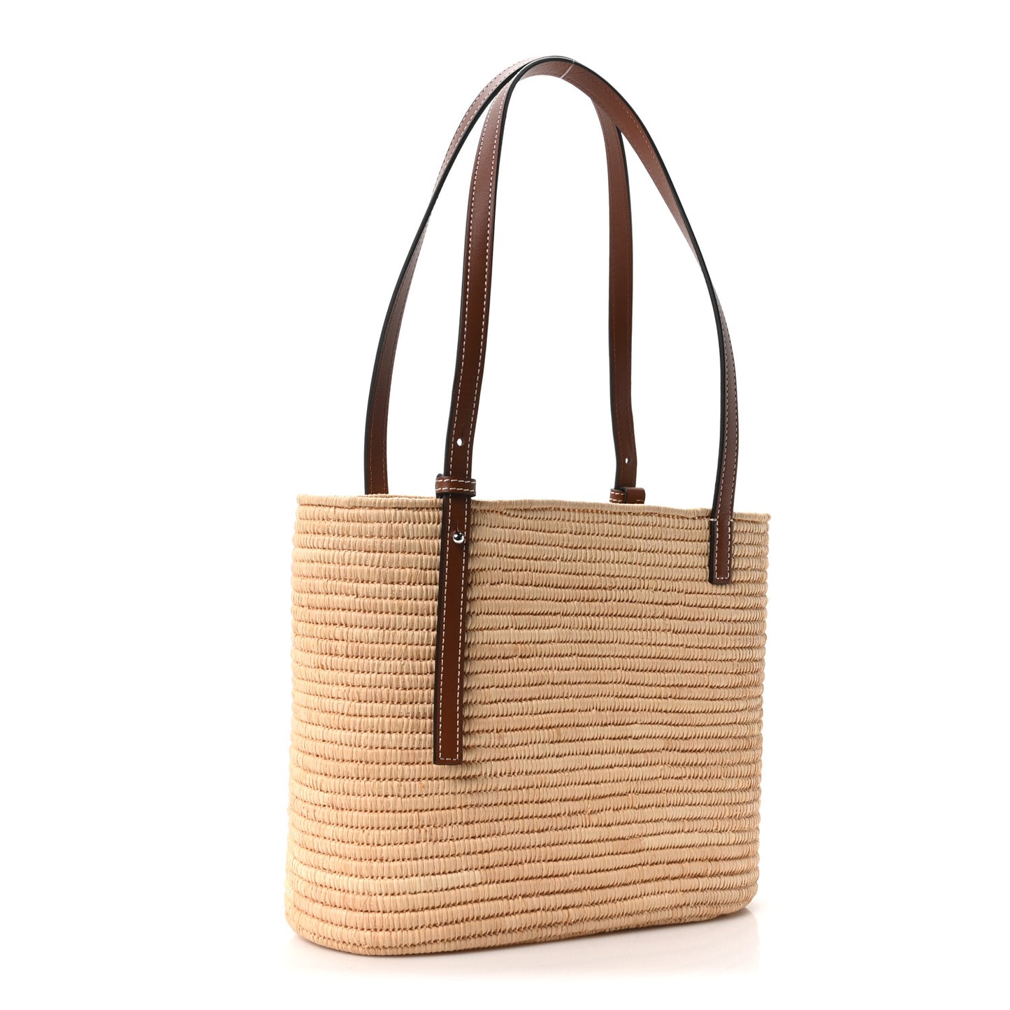 Raffia Small Square Basket Tote Bag Natural Pecan