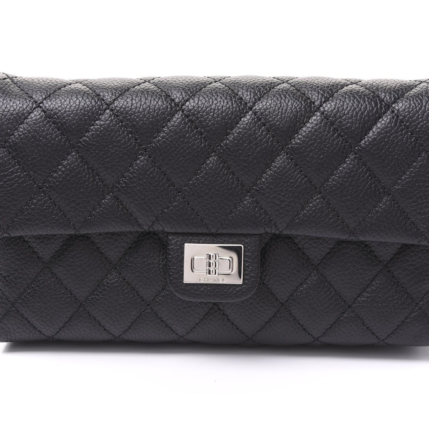 Grained Calfskin Quilted 2.55 Reissue Flap Belt Bag Clutch Black