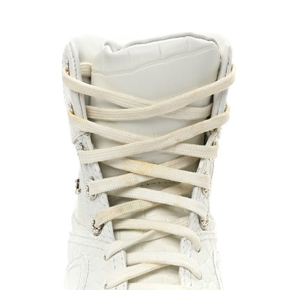 Chanel Calfskin Crocodile Embossed Cocodile High Top Sneakers 39.5 White 10 of 13