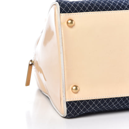 Chanel Patent Jersey Quilted Bowler Navy Blue 15 of 18