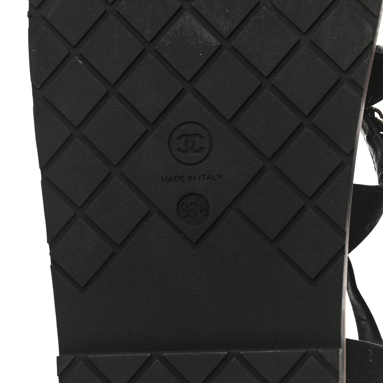Chanel Satin Lambskin Chain Flat Sandals 38.5 Black 6 of 9