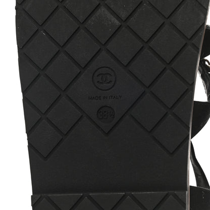 Chanel Satin Lambskin Chain Flat Sandals 38.5 Black 6 of 9