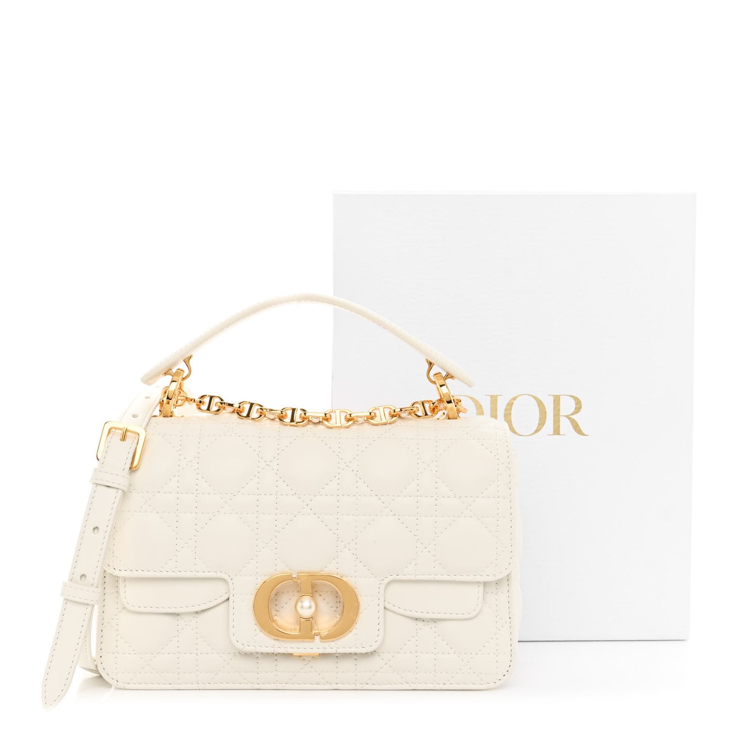Lambskin Cannage Small Jolie Top Handle Bag Latte