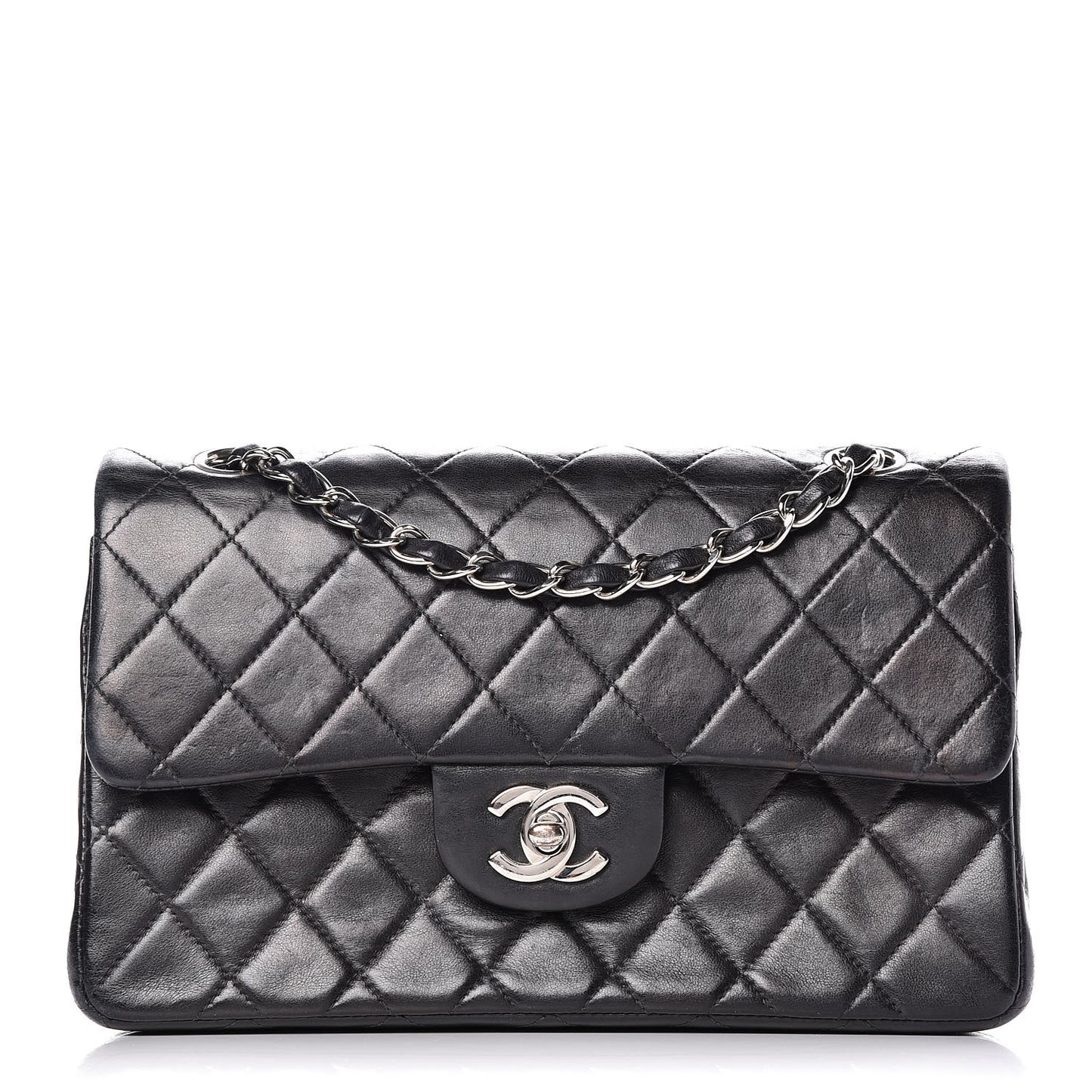 Lambskin Quilted Small Double Flap Black