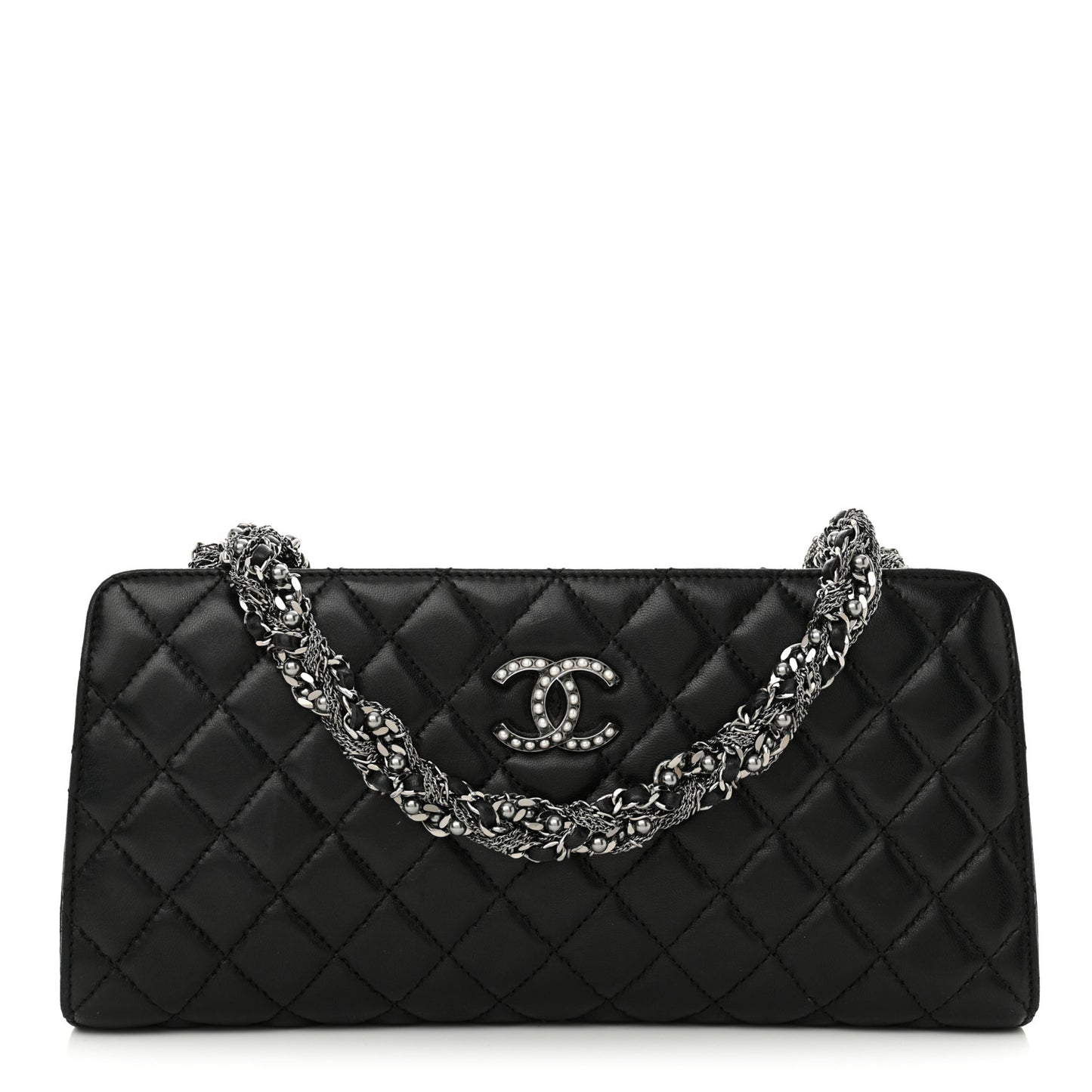 Lambskin Quilted Westminster Pearl Shoulder Bag Black
