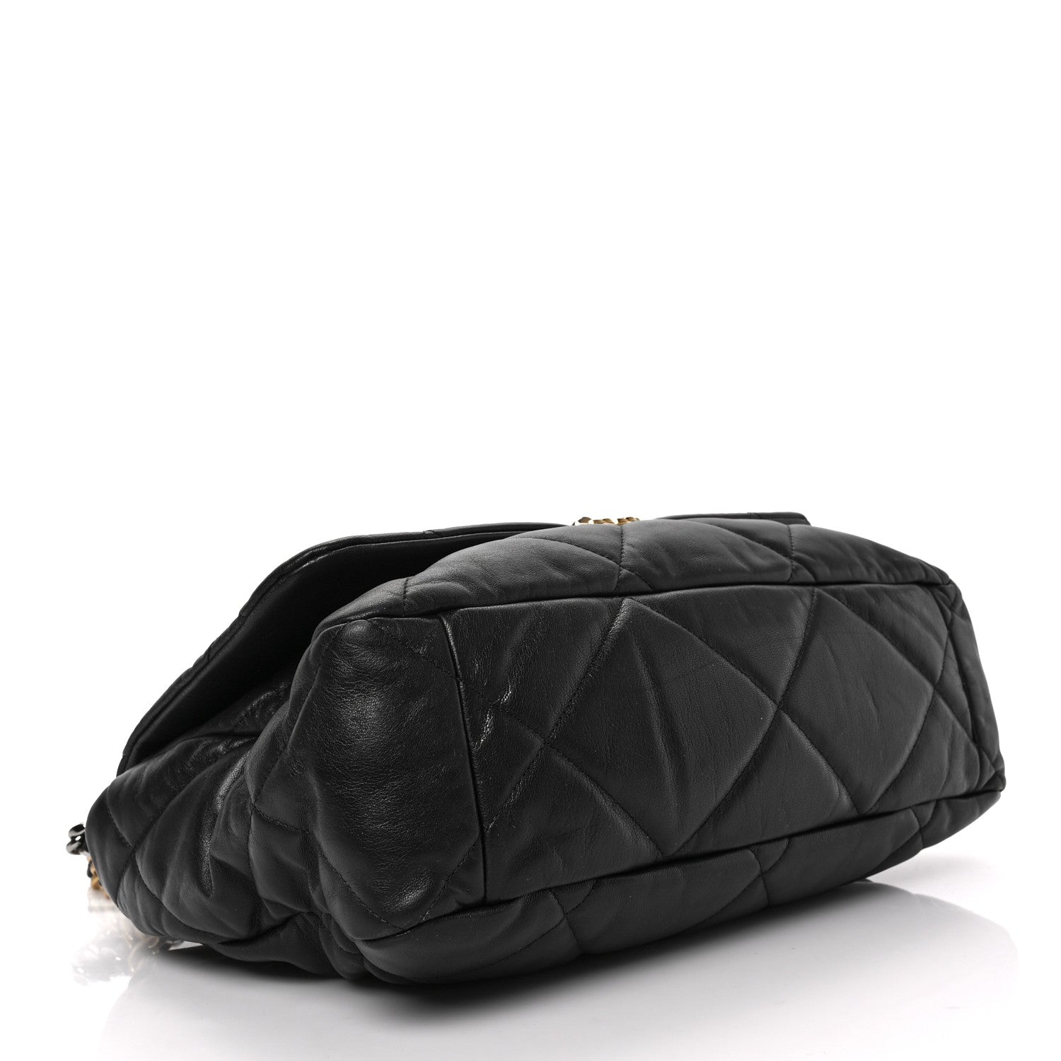 Chanel Shiny Goatskin Quilted Maxi Chanel 19 Flap Black 4 of 9