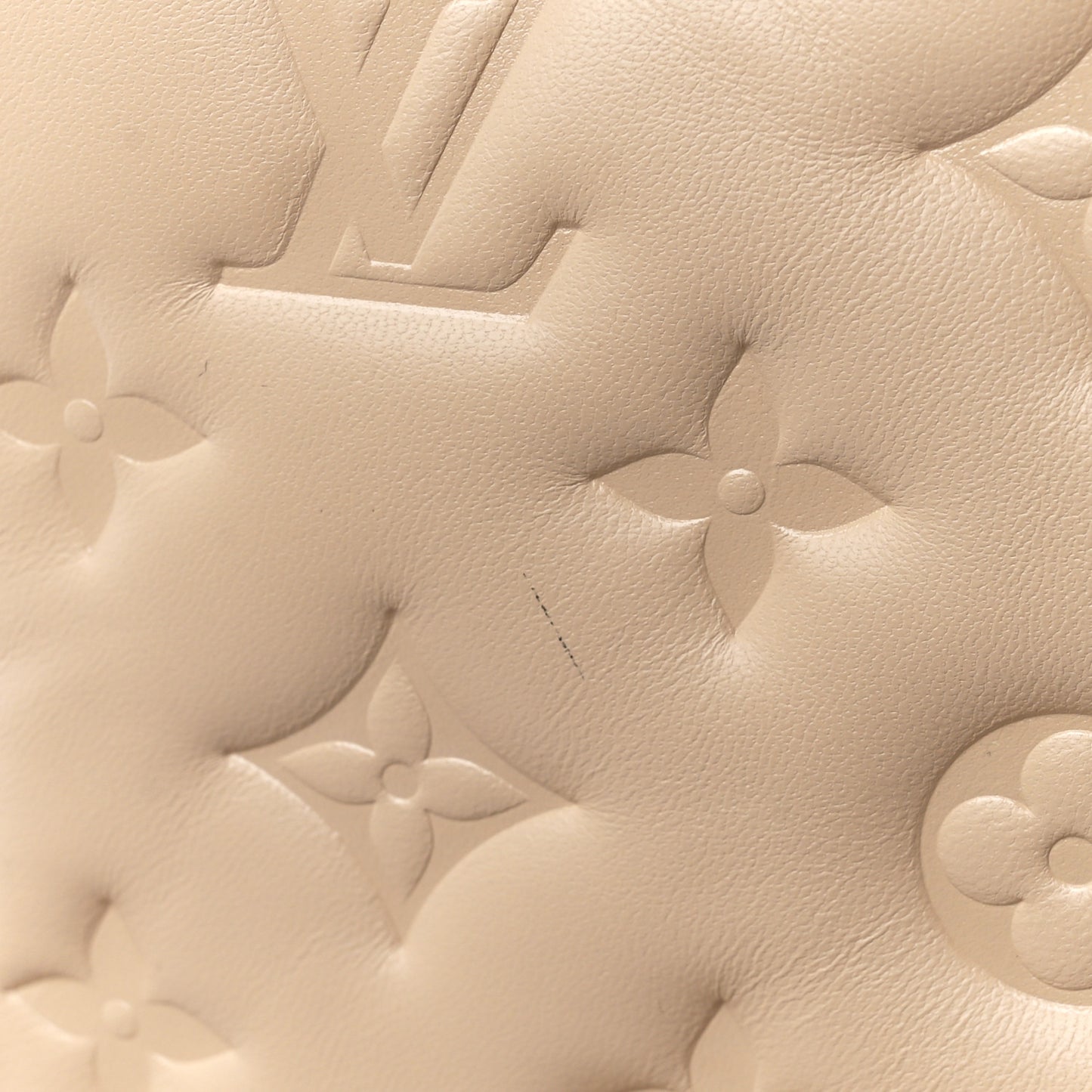Lambskin Embossed Monogram Coussin MM Beige