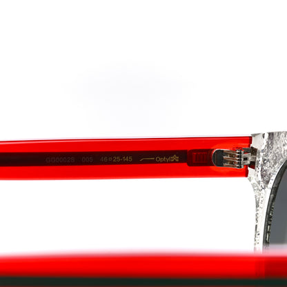 Gucci Acetate Glitter Round Sunglasses GG0002S Silver Red 5 of 8