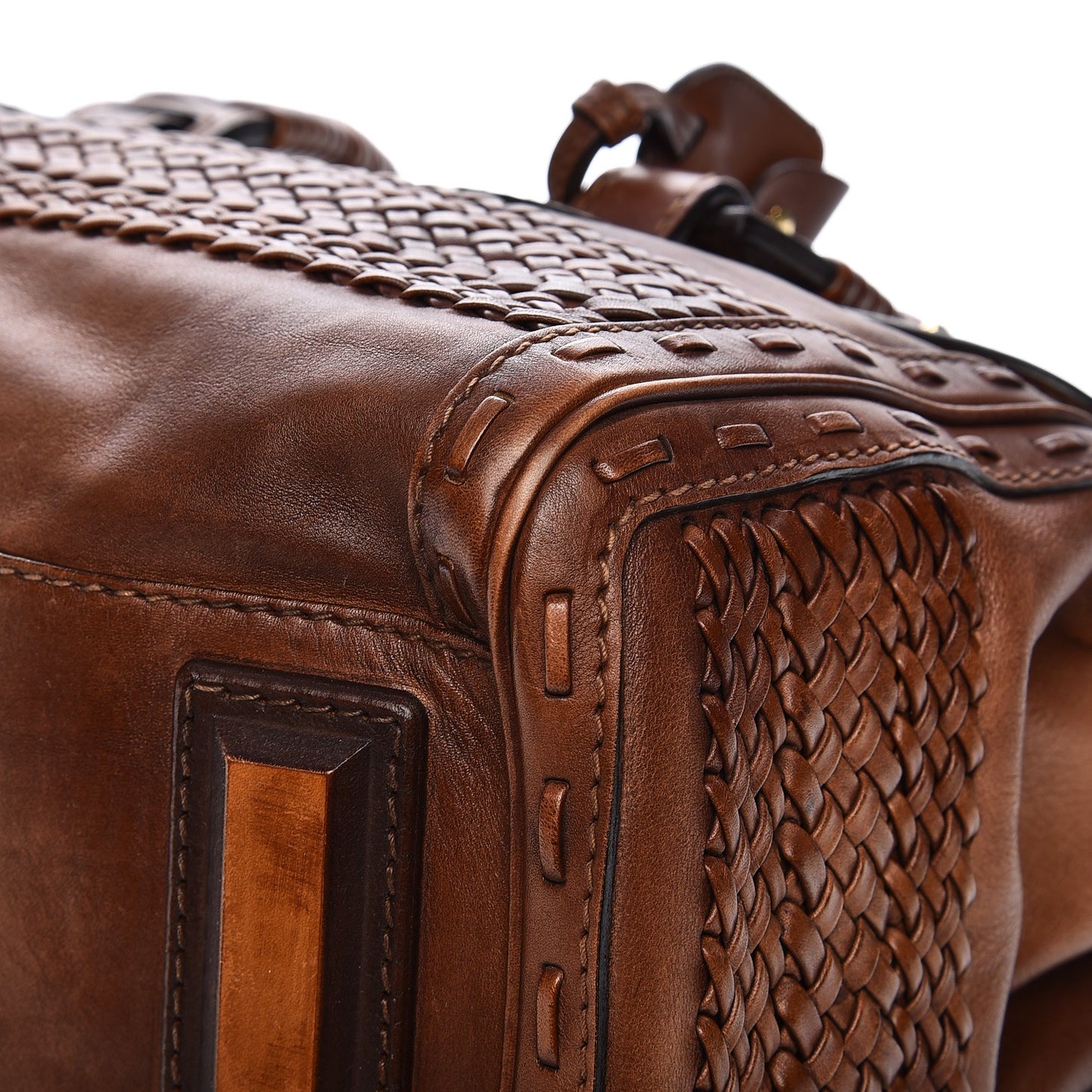 Calfskin Handmade Medium Top Handle Bag Brown