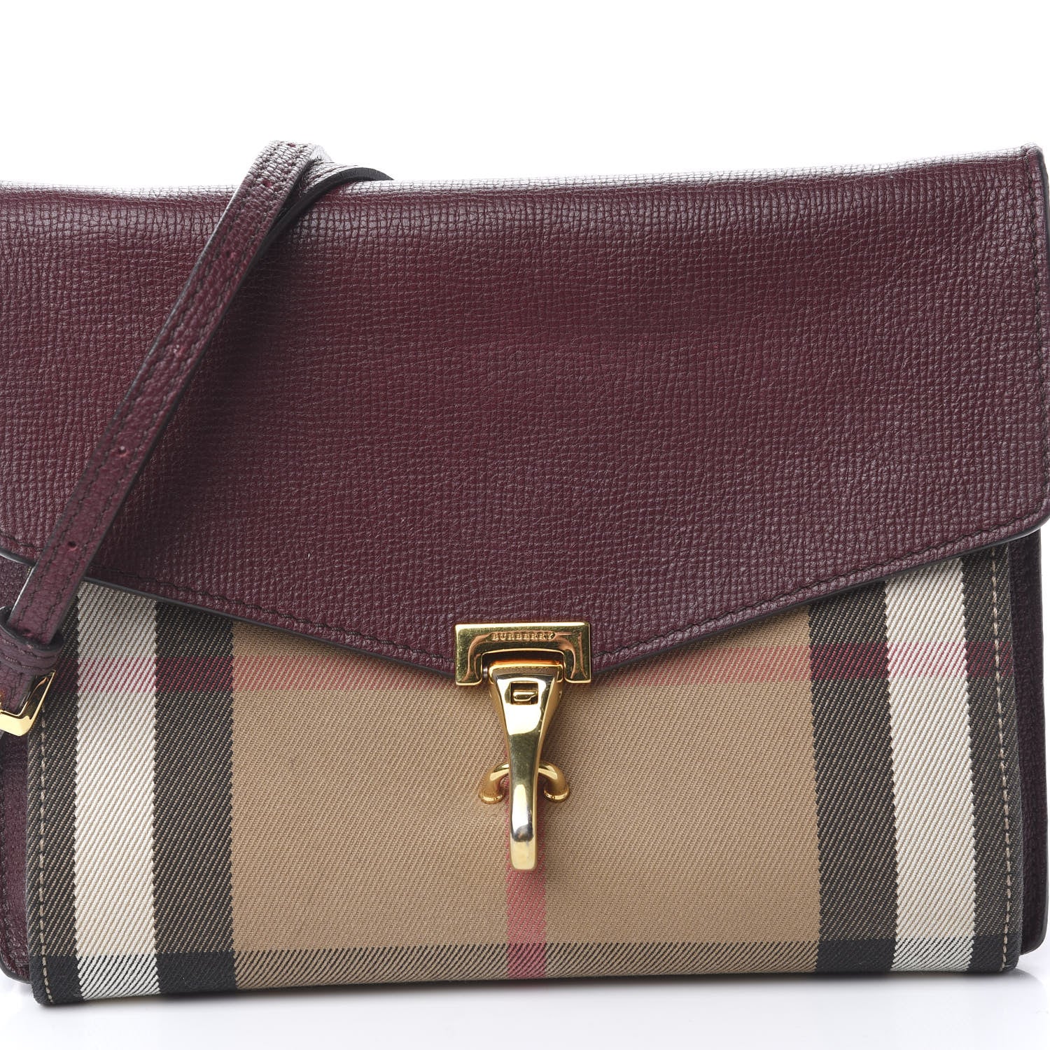 Burberry Derby Calfskin House Check Small Macken Crossbody Bag Mahogany Red 11 of 11