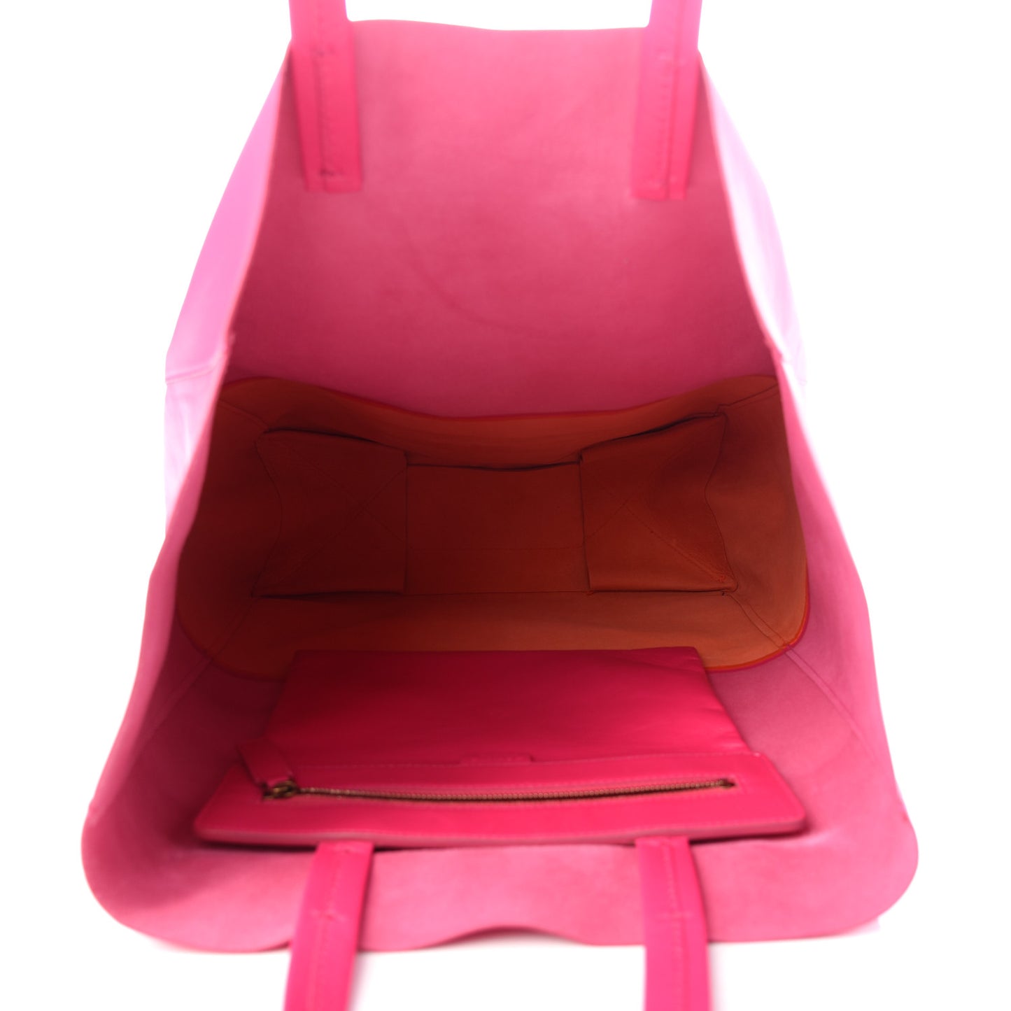 Lambskin Vertical Bi-Color Cabas Fluo Pink Fluo Orange