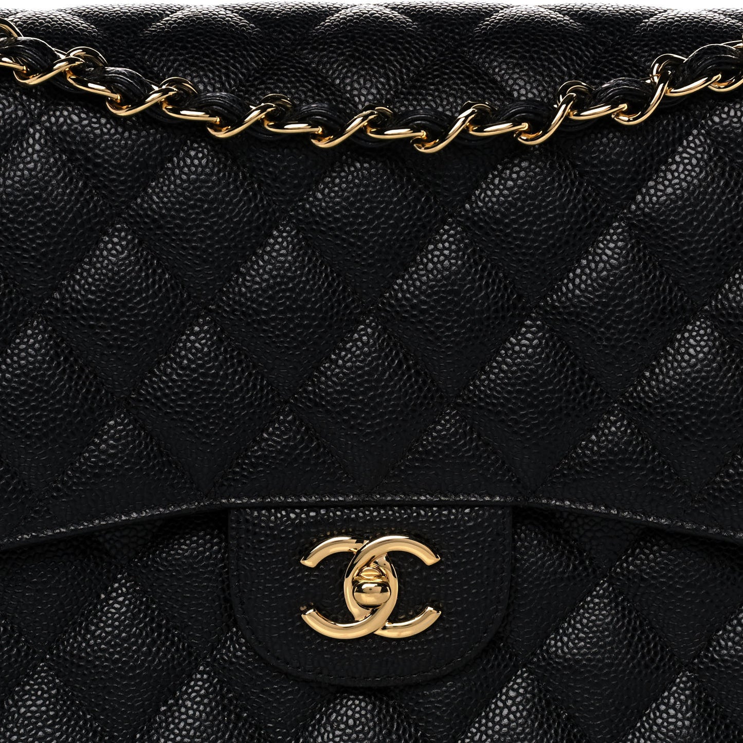 Caviar Quilted Jumbo Double Flap Black