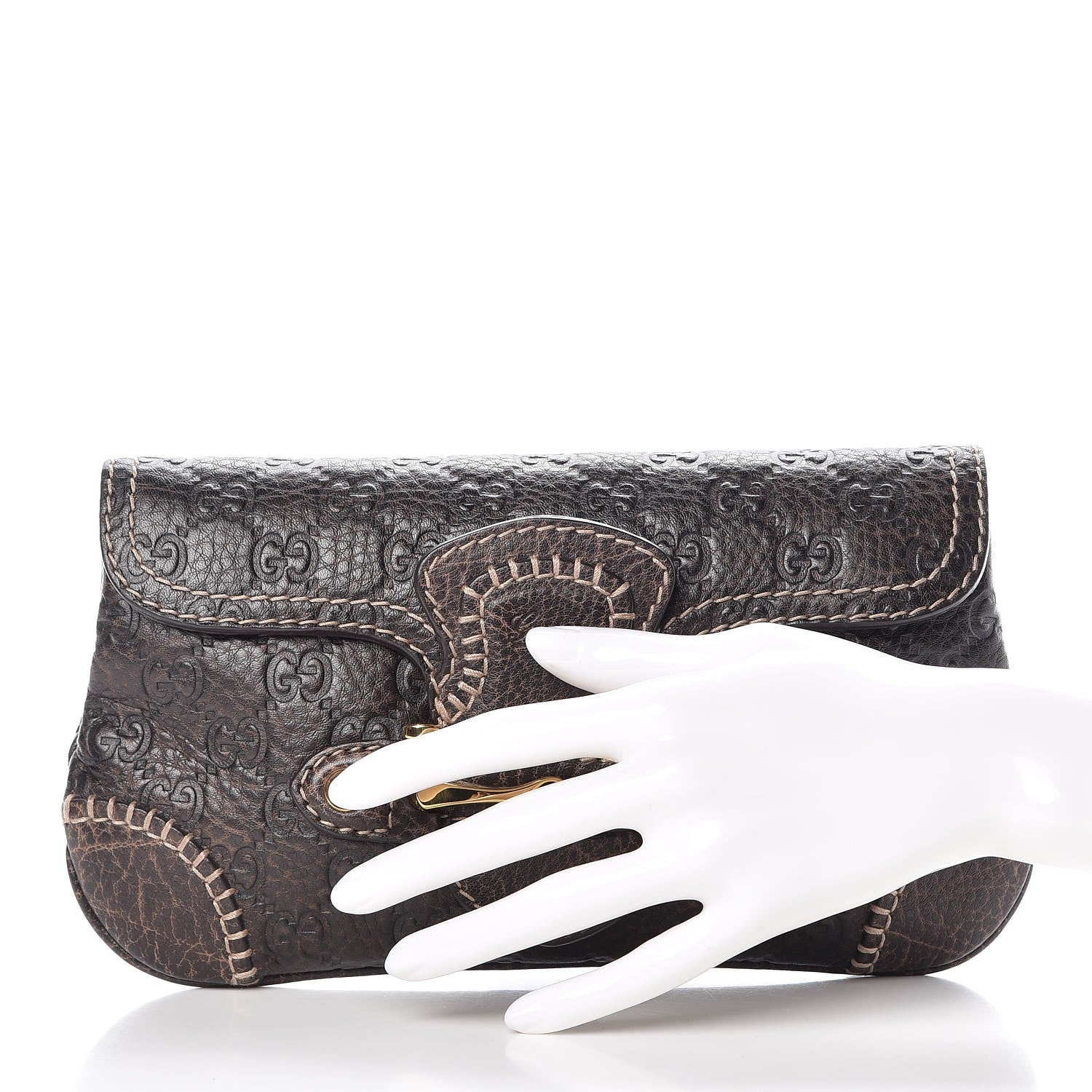 Gucci Guccissima New Pelham Clutch Dark Brown 2 of 8