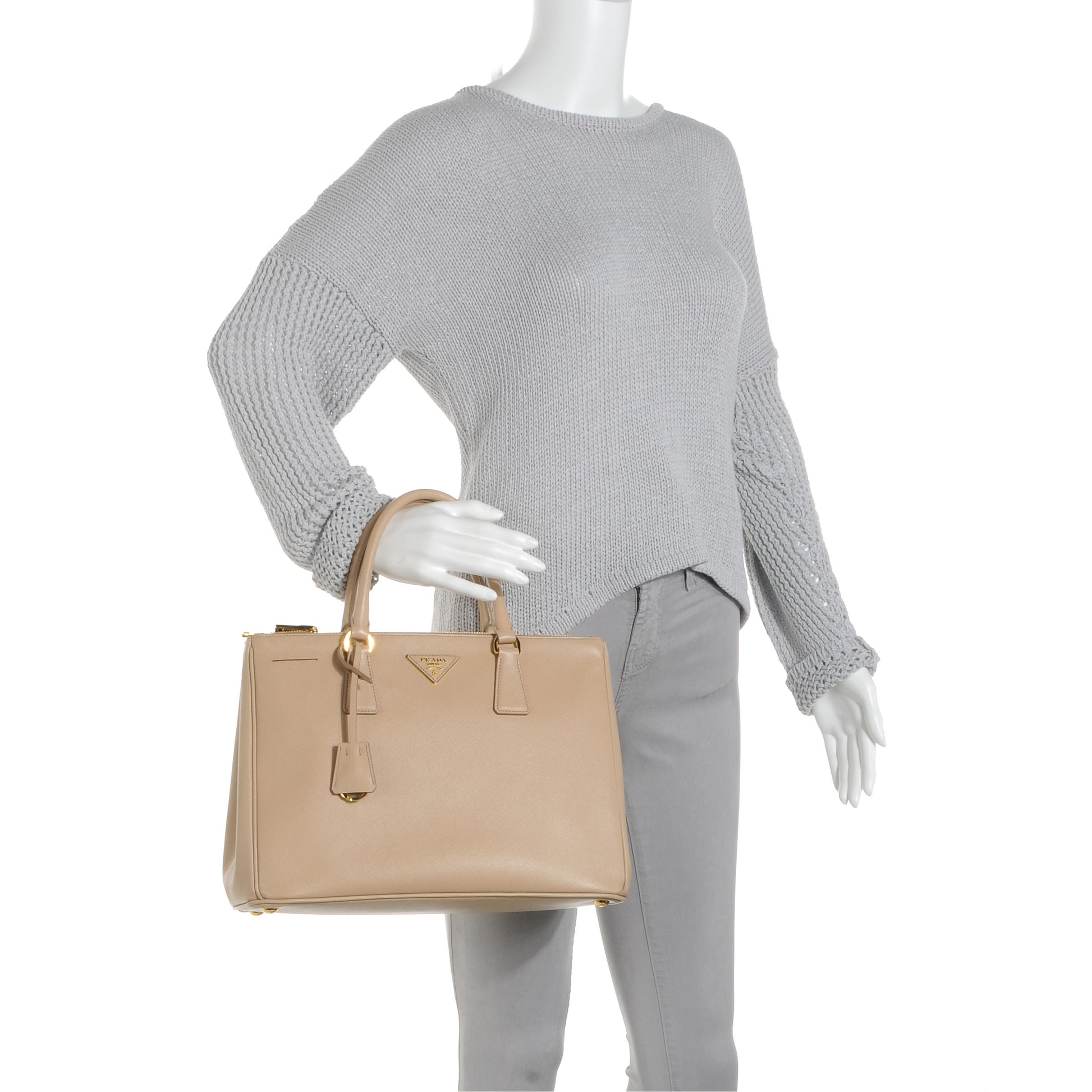 Prada Saffiano Lux Medium Tote Sabbia 2 of 10