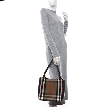 Burberry House Check Grainy Calfskin Small Canterbury Tote Mahogany Red 2 of 8