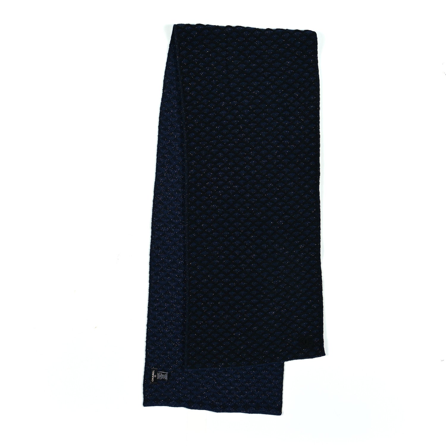 Chanel Cashmere Blend CC Scarf Black Navy 2 of 3
