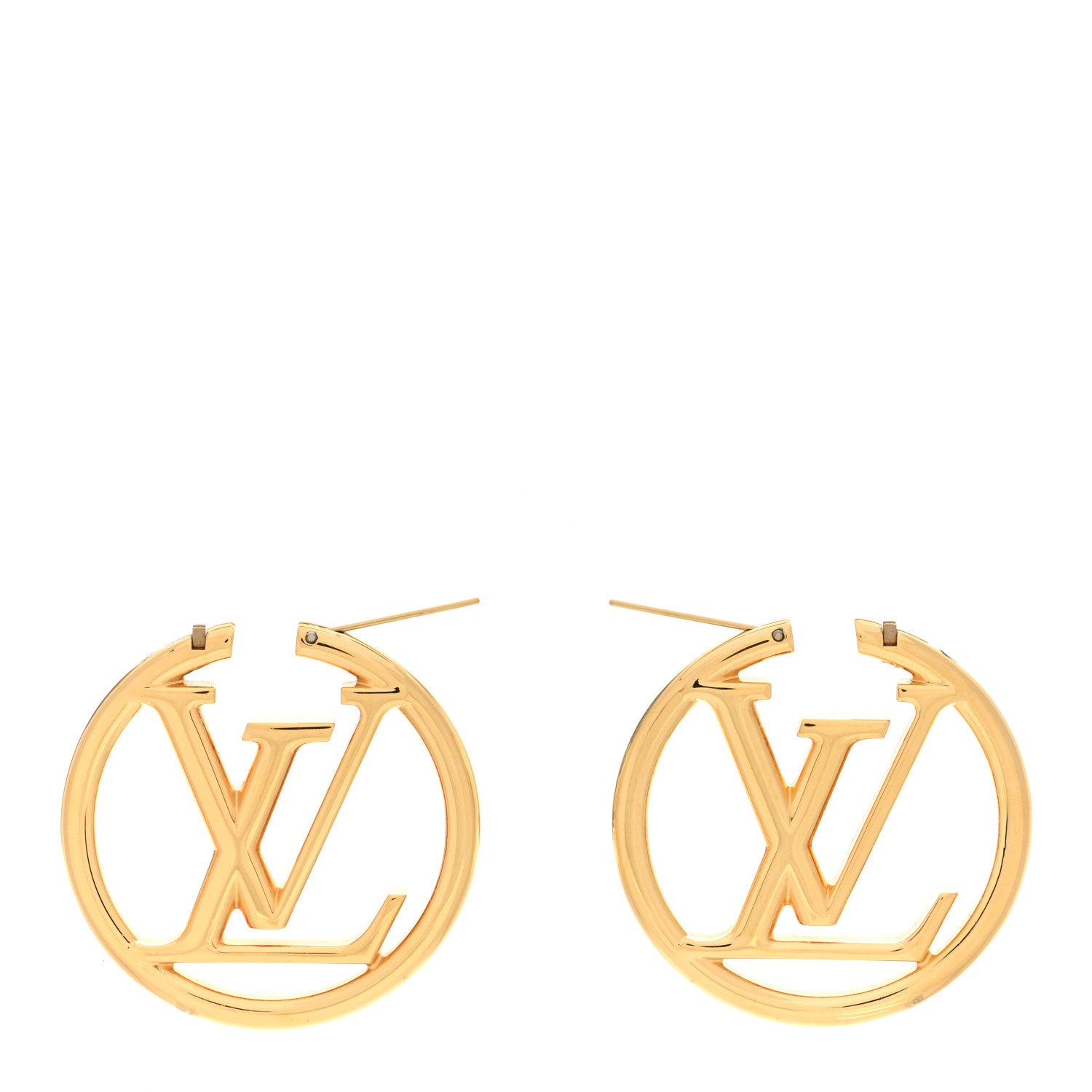 Louis Vuitton Metal Louise Hoop Earrings Gold 3 of 4