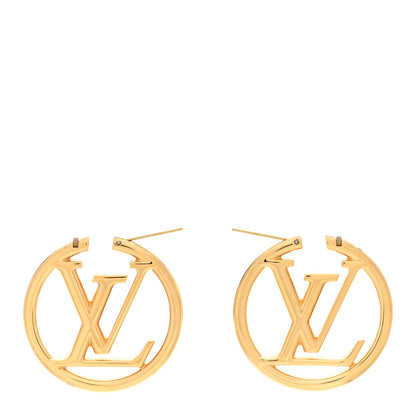 Louis Vuitton Metal Louise Hoop Earrings Gold 3 of 4