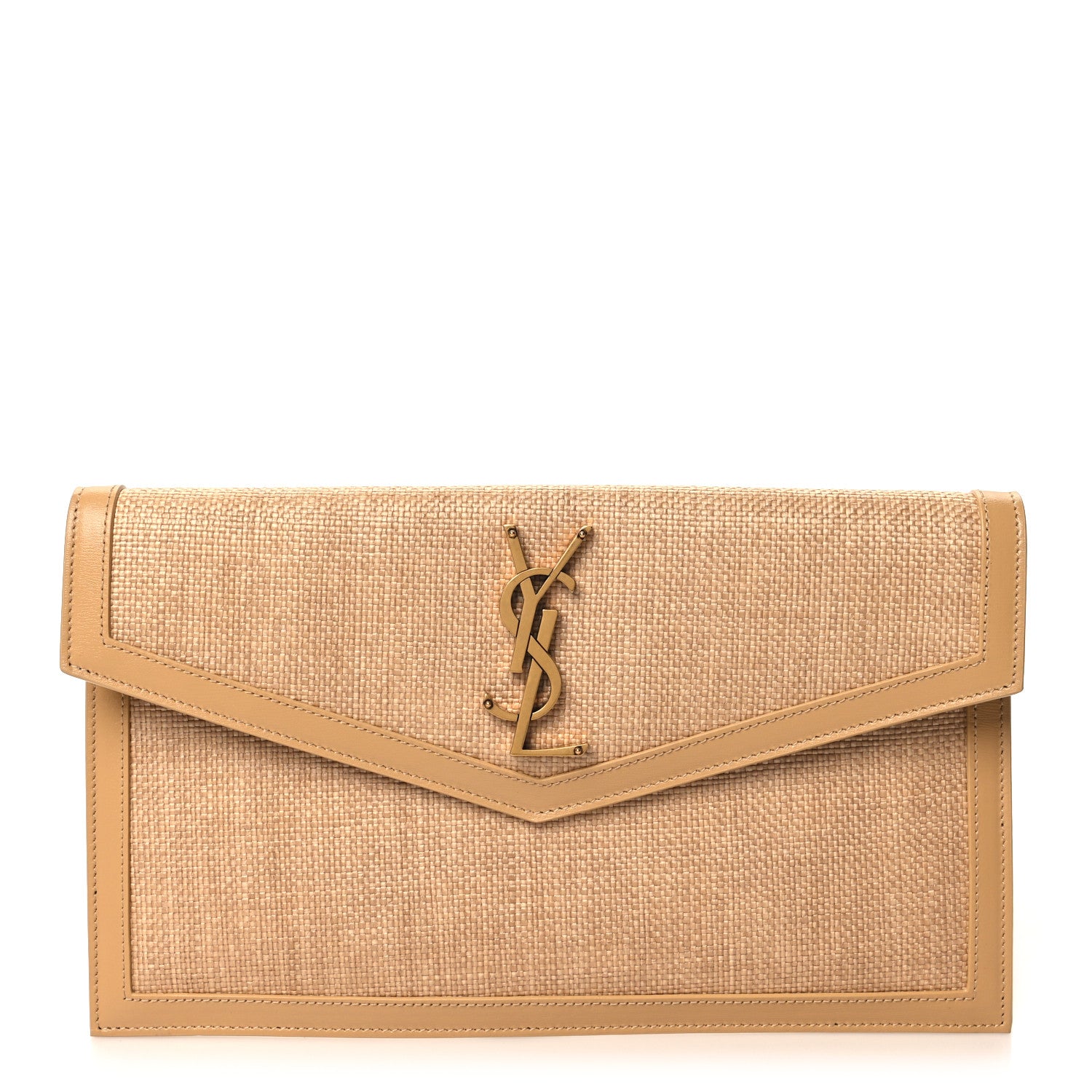 Saint Laurent Micro Raffia Uptown Pouch Natural Hay Blush 1 of 6