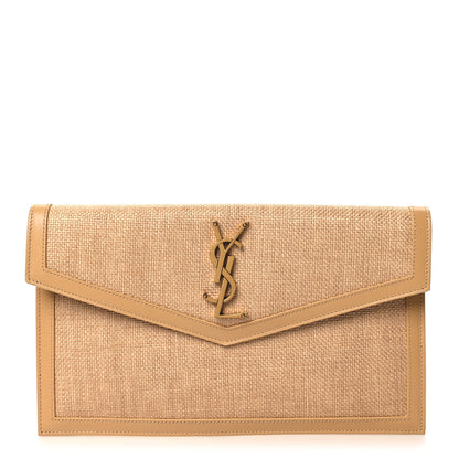 Saint Laurent Micro Raffia Uptown Pouch Natural Hay Blush 1 of 6