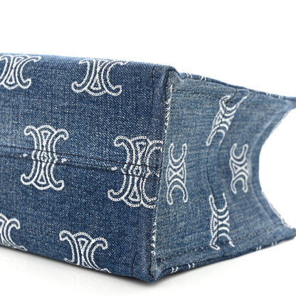 Celine Denim Calfskin Triomphe Print Cabas Blue Tan 9 of 9