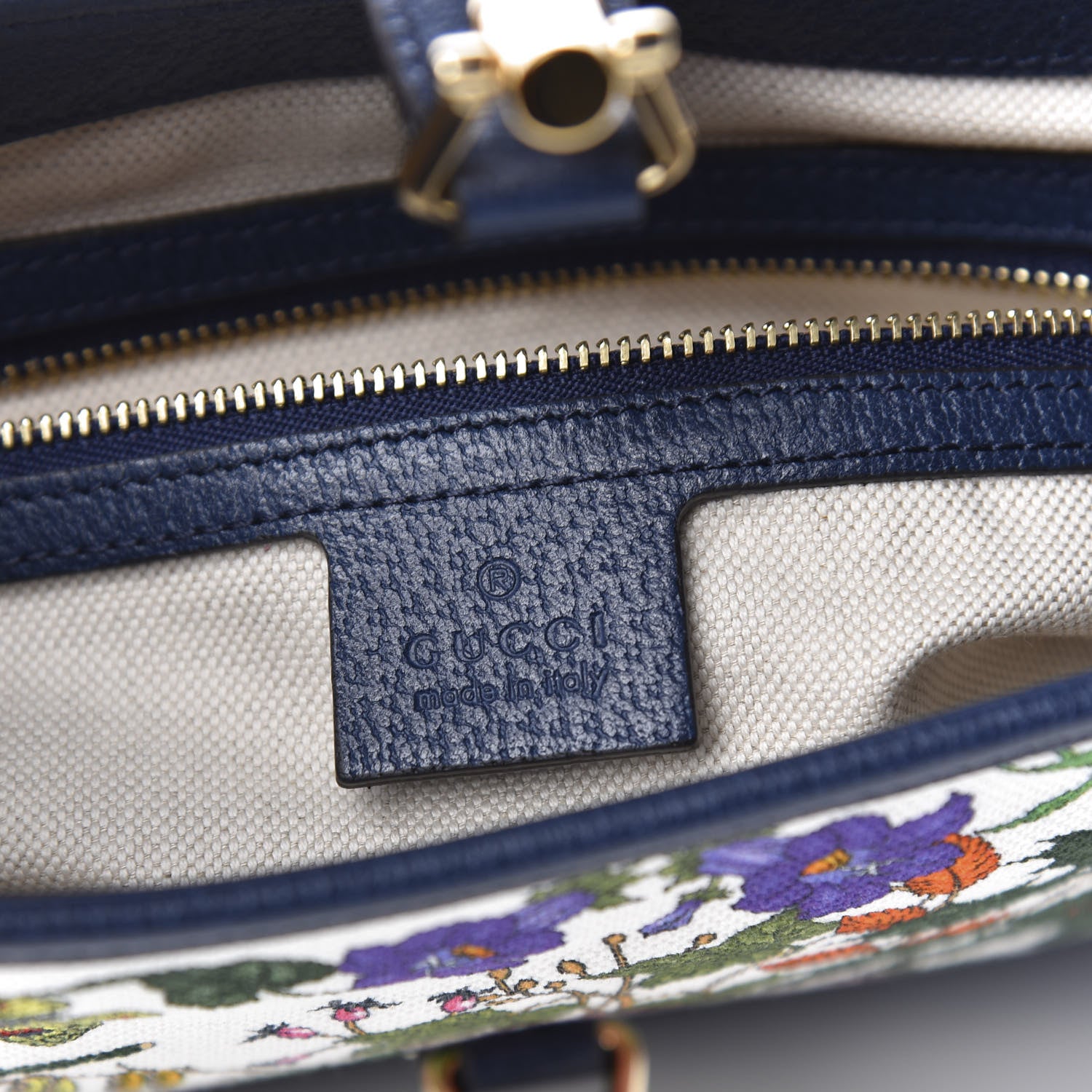 Gucci Canvas Flora Medium Jackie Hobo Blue Agata 6 of 11