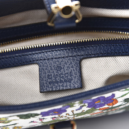 Gucci Canvas Flora Medium Jackie Hobo Blue Agata 6 of 11