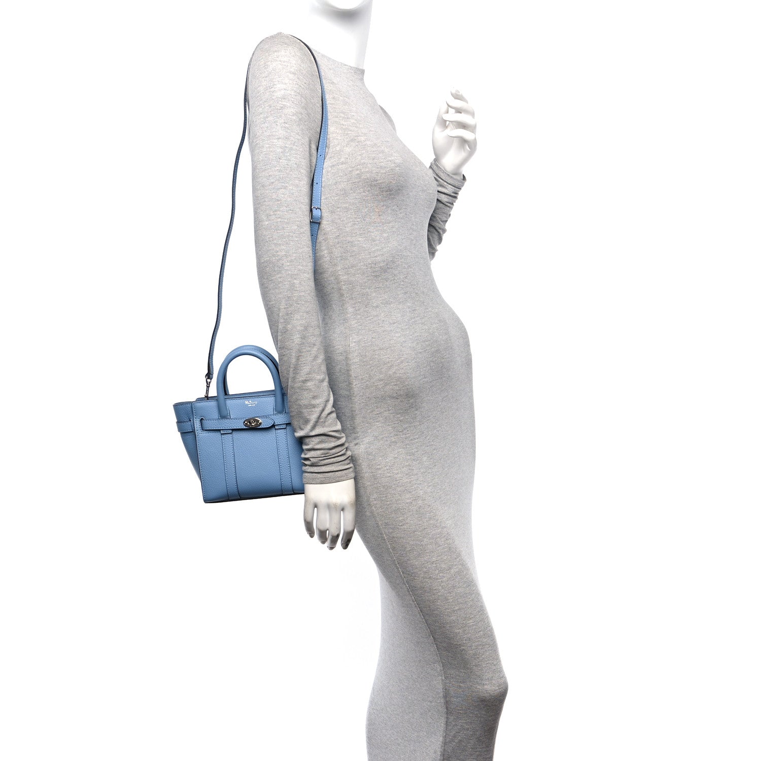 Mulberry Small Classic Grain Micro Zipped Bayswater Pale Slate 2 of 10
