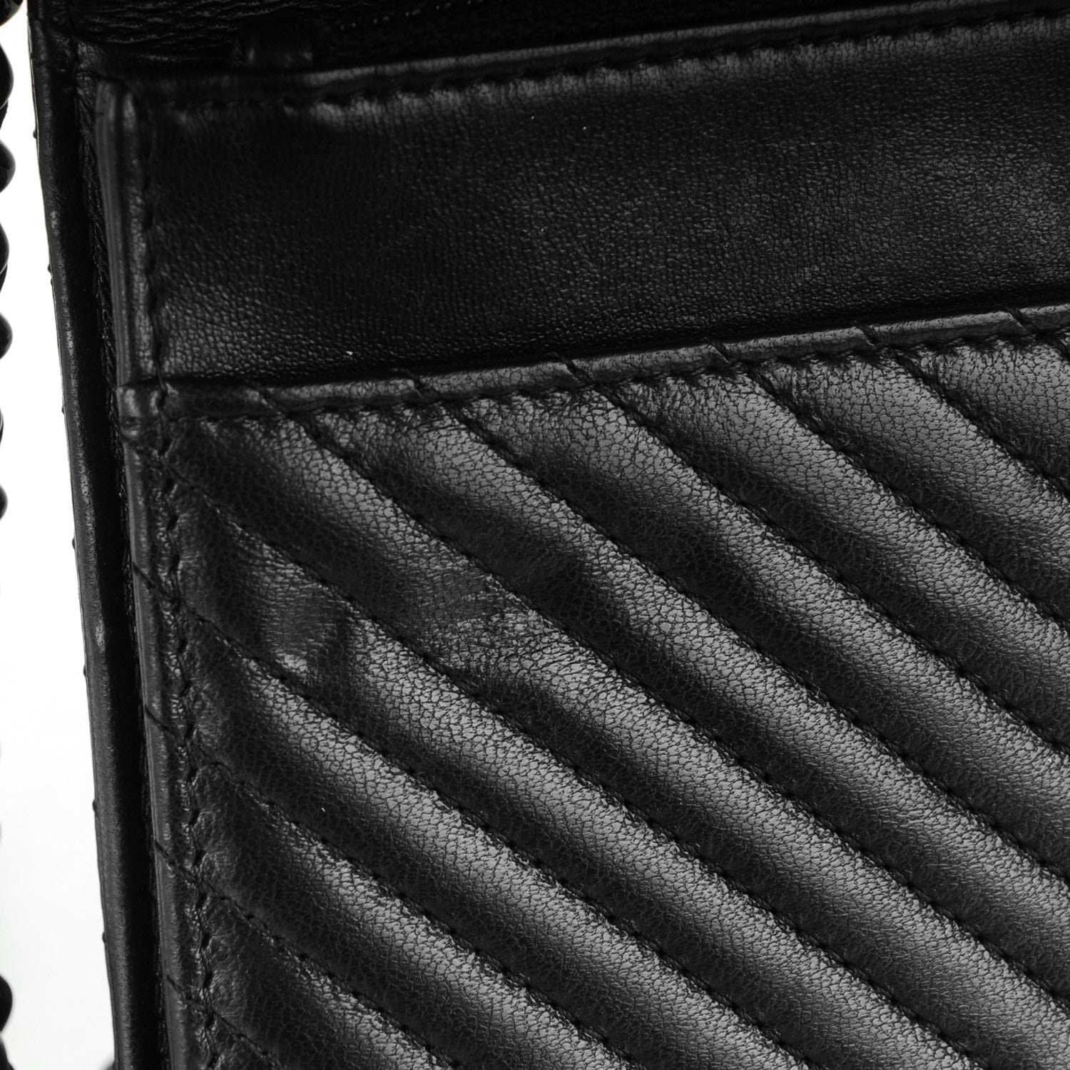 Chanel Lambskin Chevron Wallet On Chain WOC Black 9 of 10