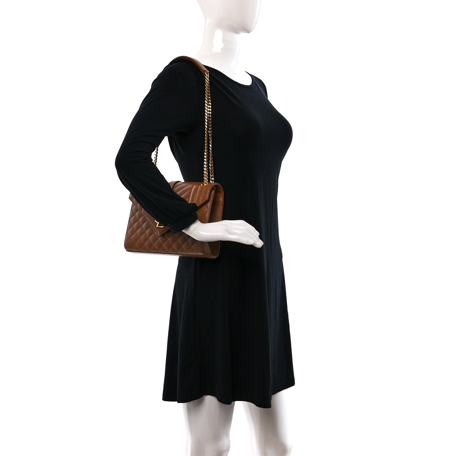 Saint Laurent Grain De Poudre Textured Mixed Matelasse Triquilt Medium Monogram Satchel Dune 2 of 8