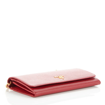 Prada Saffiano Metal Oro Chain Wallet Fuoco 4 of 7