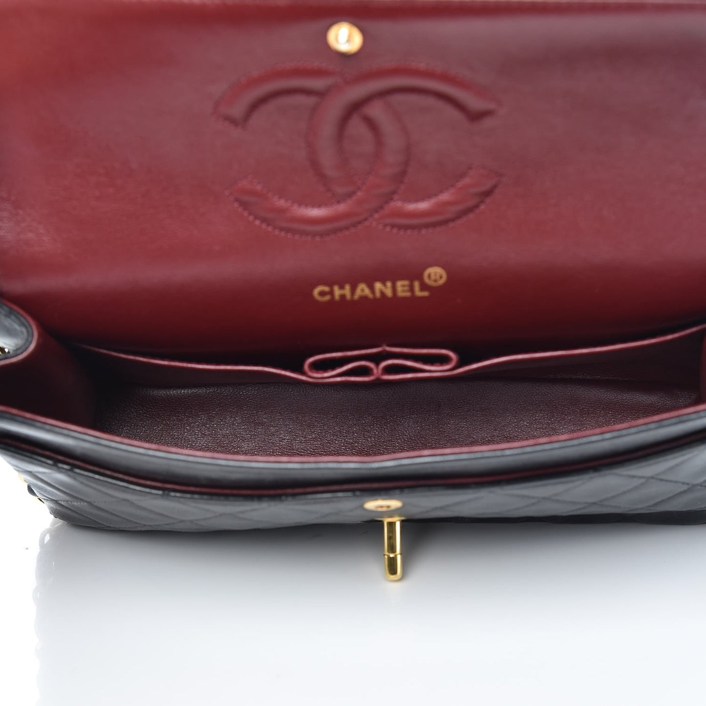 Lambskin Quilted Medium Double Flap Bag Black