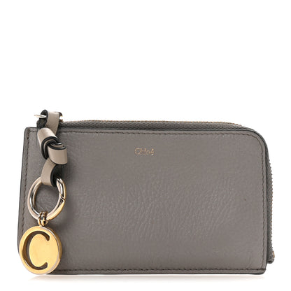 Chloe Grained Calfskin Alphabet Zip Card Holder Cashmere Grey 1 of 6