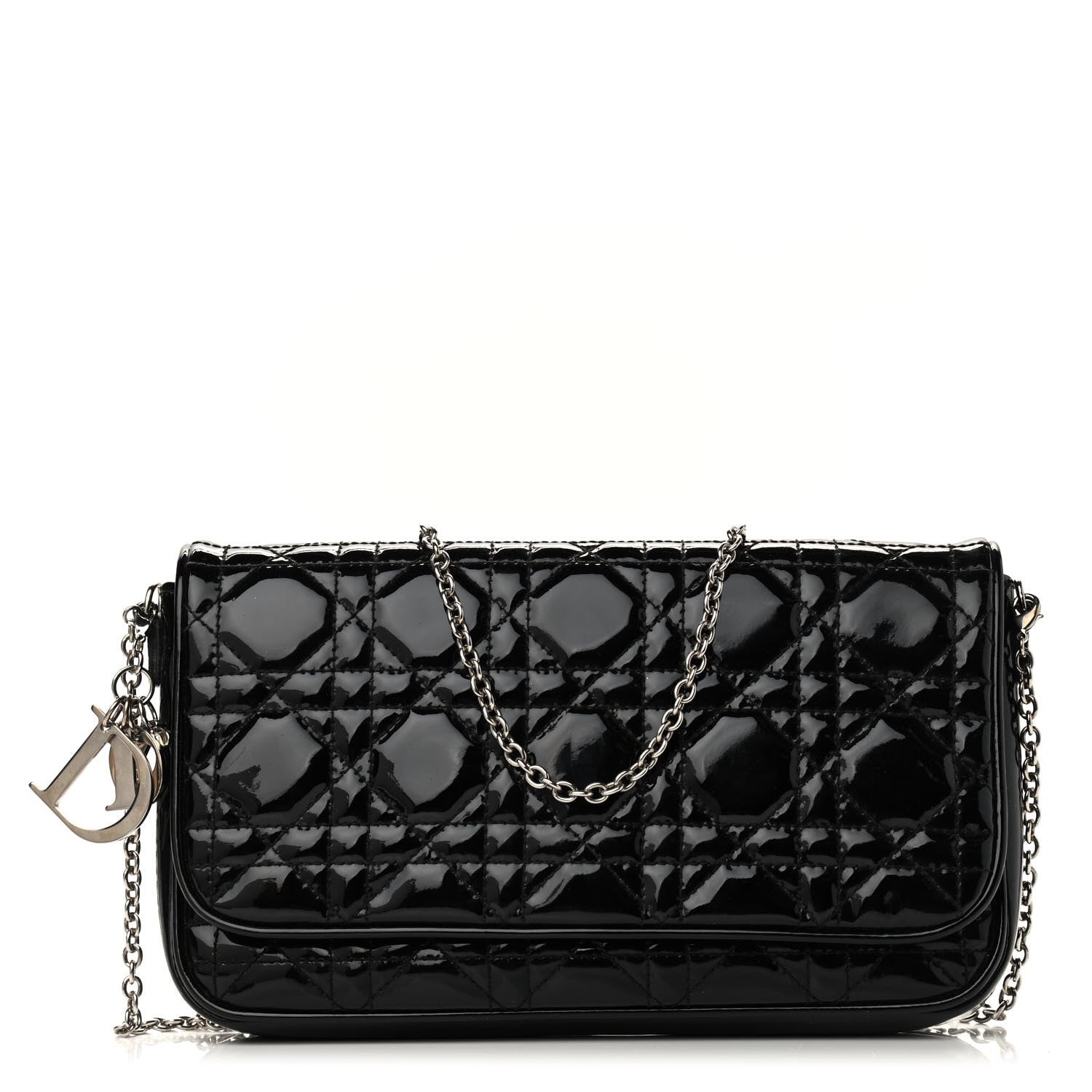 Christian Dior Patent Cannage Wallet on Chain Pouch Black 1 of 9