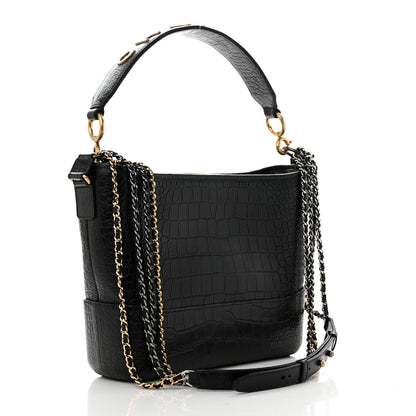 Chanel Crocodile Embossed Calfskin Medium Gabrielle Cocodile Hobo Black 2 of 11