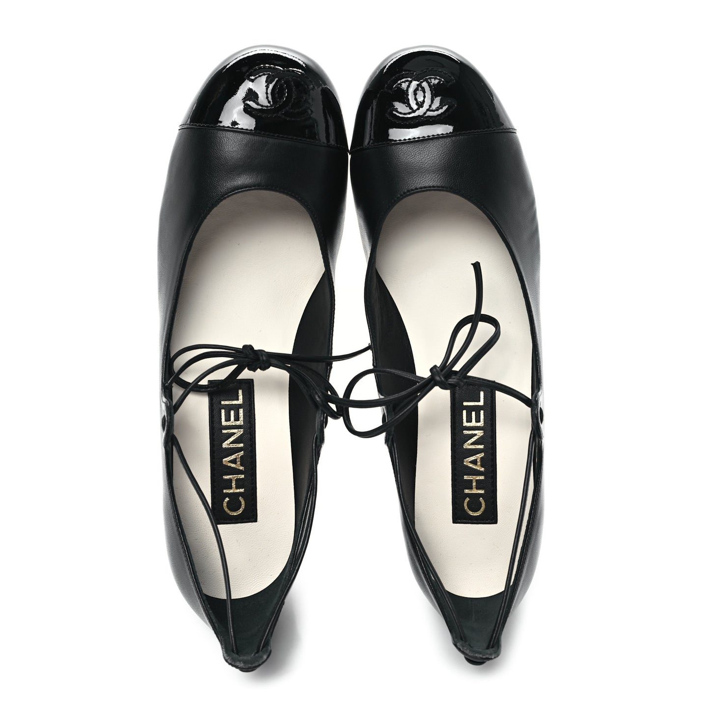 Lambskin Patent Cap Toe CC Mary Jane Pumps 37.5 Black